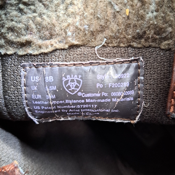 Ariat Fur Lined Western Boots In Women's Size 8 B Brown Leather Comfort Boots - Picture 8 of 8